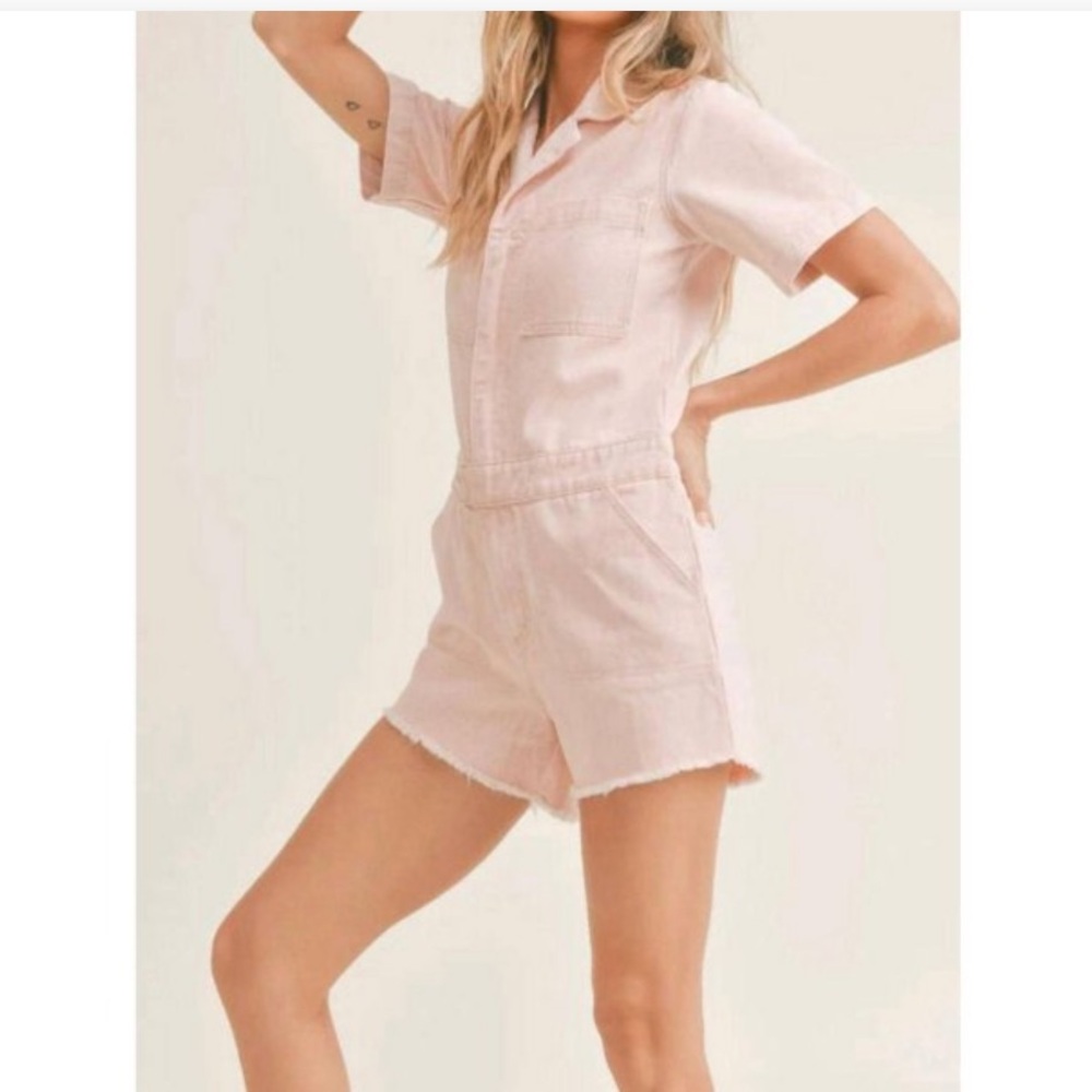Sadie & Sage Washed Pink Adventurer Romper NWT